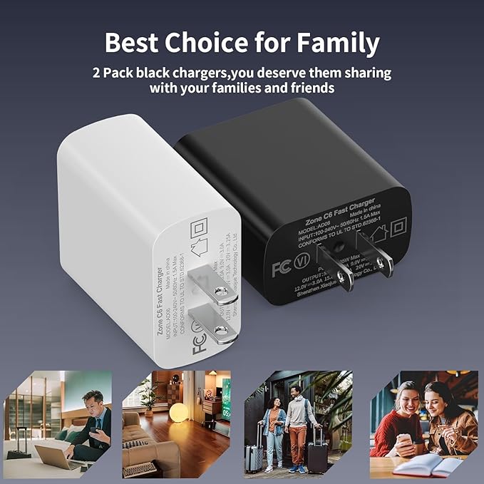 2 Pack 65W USB C Charger - Fast Type C Charger for Laptop, Phone, Tablet & More