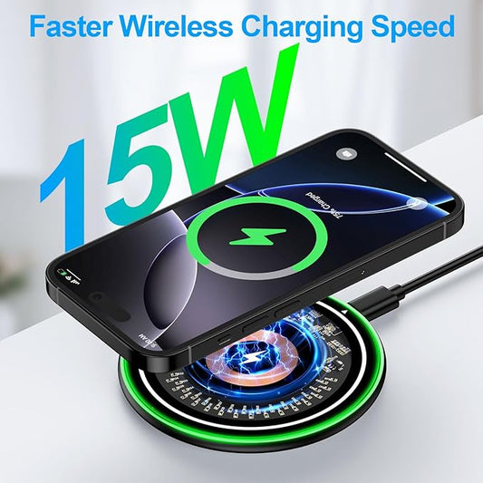 Wireless Charger Samsung Fast Charging Pad 15W Wireless Phone Charger Android Charging Station Mat for Samsung Galaxy S25 Ultra/S25 Plus/S25/S24/S23/S22/S21,iPhone 16 Pro Max 16e 16Plus 15 14 13 12