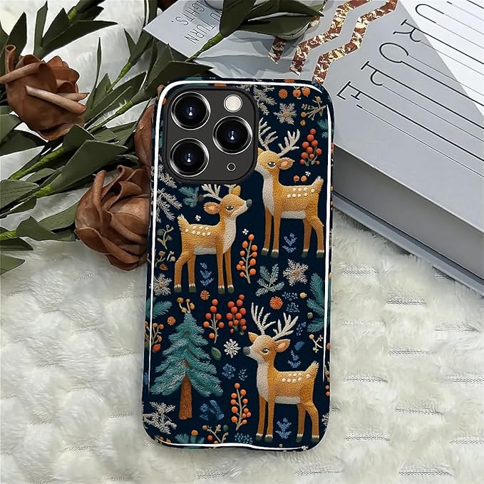 Case for iPhone 11 Pro Max Case,Cute Christmas Reindeer Design - Hybrid Dual Protection Silicone + Hard PC Shockproof Full Body Cover Slim Anti-Scratch Protective Case for Men Women