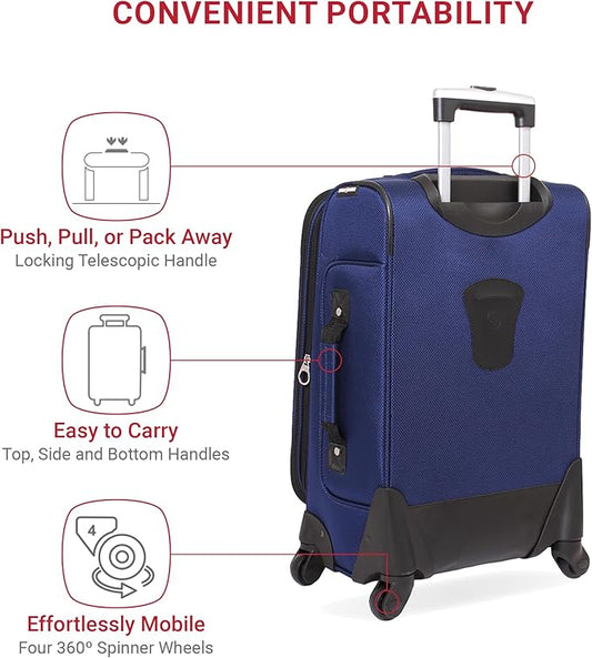 SwissGear Sion Softside Expandable Luggage, Blue, Carry-On 21-Inch