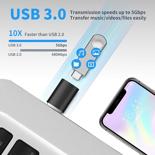 10PCS Upgraded USB 3.0 to USB C Adapter, Compatible with Samsung, iPhone, IPad, Power Bank and More USB C Devices.
