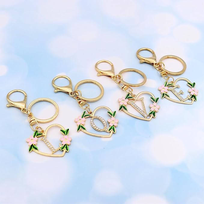 Elechobby Heart Shape Letter Keychain - Cute Accessory for Women,Sister,Mom,Bestie, Handbag Backpack Charm,Car Keyring