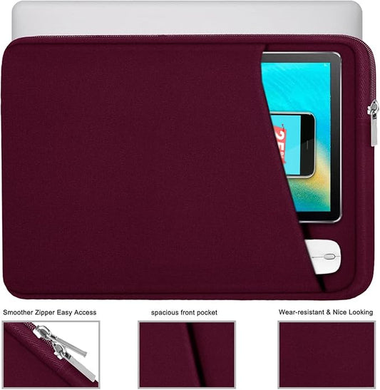 Laptop Sleeve Case 14 inch, Durable Carrying Bag Shockproof Protective Case Cover, Handbags Briefcase Laptop Bag Compatible with 14" MacBook Air/Pro HP Asus Lenovo Notebook Computer, Wine Red