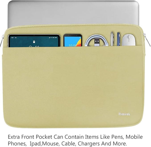 Laptop Case Sleeve 15.6 inch, Shockproof Protective Notebook Bag with Accessory Pocket, Briefcase Carrying Laptop Sleeve for 15.6" HP, ASUS, Dell, Lenovo, Acer -Off White