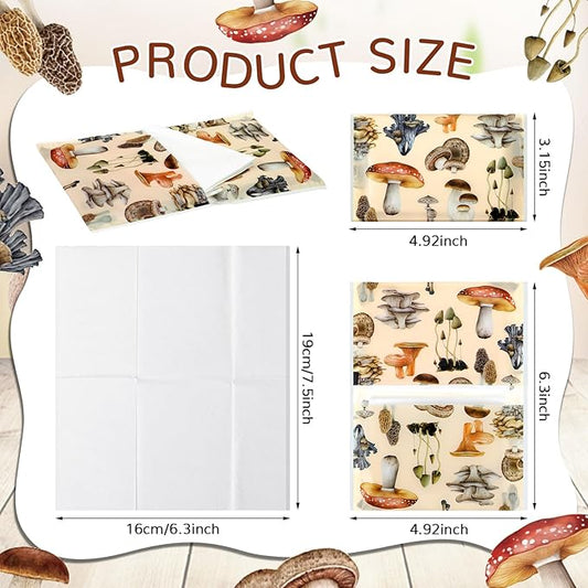 Geyee 50 Packs Facial Tissue Travel Packs Disposable Pocket Tissues for Wedding Guest Travel School Purse Home Supplies, 500 Sheets 3 Ply(Mushroom)