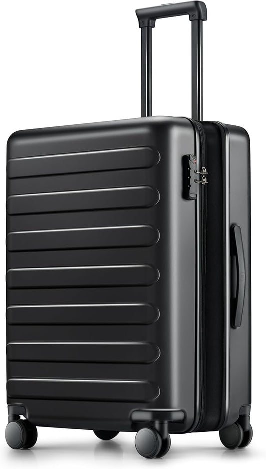 NINETYGO Luggage Sets 2 Piece, Carry On Luggage Airline Approved, Large Checked Luggage with Smooth Spinner Wheels, Expandable, Hard Shell PC Suitcase Sets, TSA Approved, 20in/28in (Black, Rhine Max)