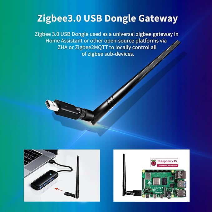 Zigbee3.0 USB Dongle Gateway,Universal Zigbee Gateway Adapter with Antenna,Support Home Assistant ZTA Zigbee2MQTT,OpenHAB,Base on EFR32MG21 and EZNet 7.4.3(Upgradeable Firmware)