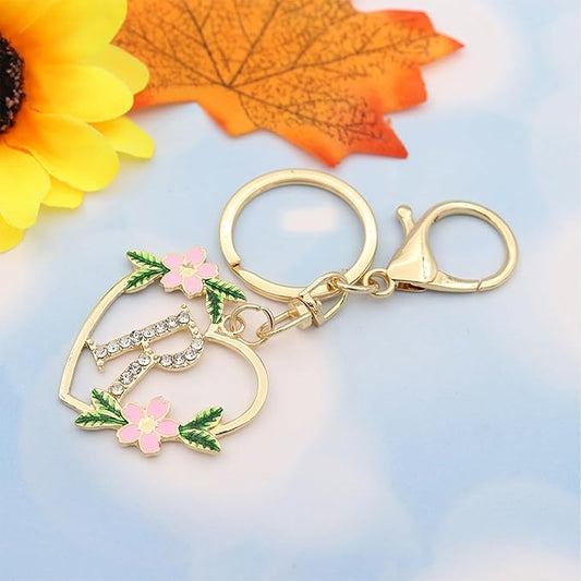 Elechobby Heart Shape Letter Keychain - Cute Accessory for Women,Sister,Mom,Bestie, Handbag Backpack Charm,Car Keyring