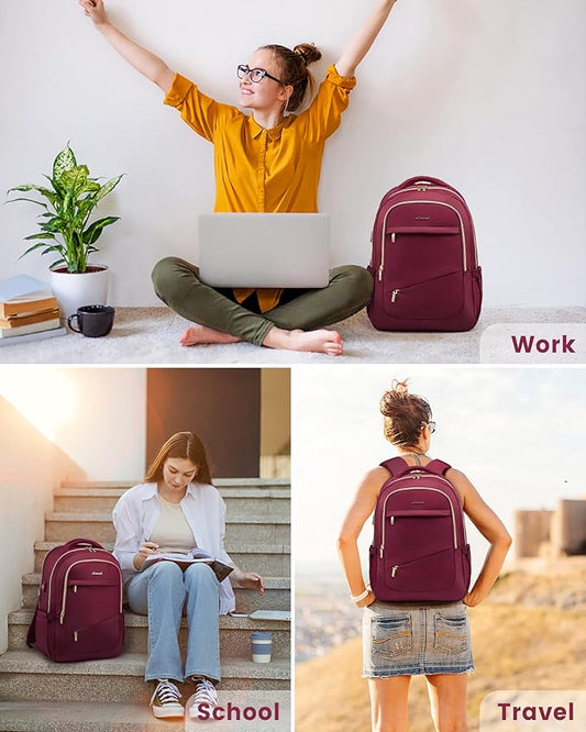LOVEVOOK Laptop Backpack for Women, 15.6 Inch Slim Computer Bag with Separate Computer Compartment for Travel Business Work