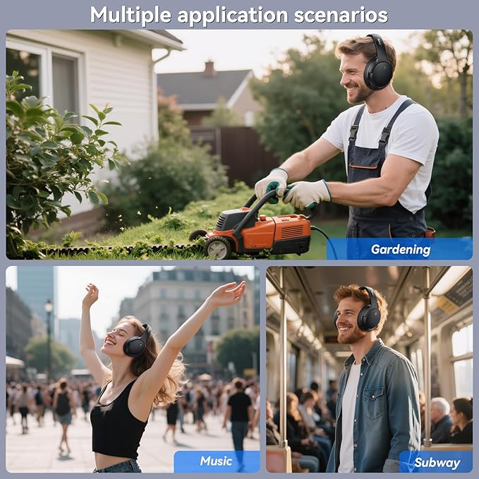 LEVN Hybrid Active Noise Cancelling Headphones, Wireless Headphones Bluetooth 5.4 with Transparent Mode, Hi-Res Audio, Deep Bass, 70H Playtime Over Ear Bluetooth Headset for Work/Travel/Home/Office