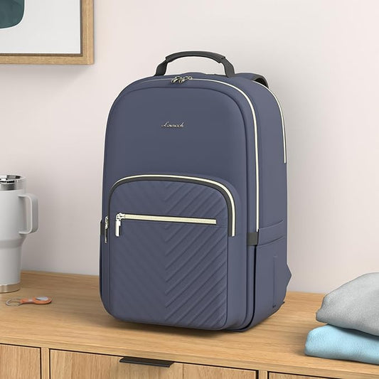 LOVEVOOK Laptop Backpack for Women 17.3 inch,Cute Womens Travel Backpack Purse,Professional Laptop Computer Bag,Waterproof Work Business College Teacher Bags Carry on Backpack with USB Port,Navy Blue