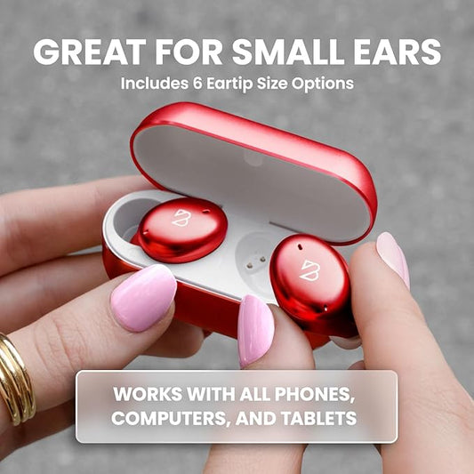 Back Bay Audio Tempo 30 Wireless Earbuds for Small Ears - Award-Winning Sound, Sweatproof Bluetooth Earbuds, Comfortable Ear Buds for Women, Red Earphones Small Ear Canals, Long Battery Headphones