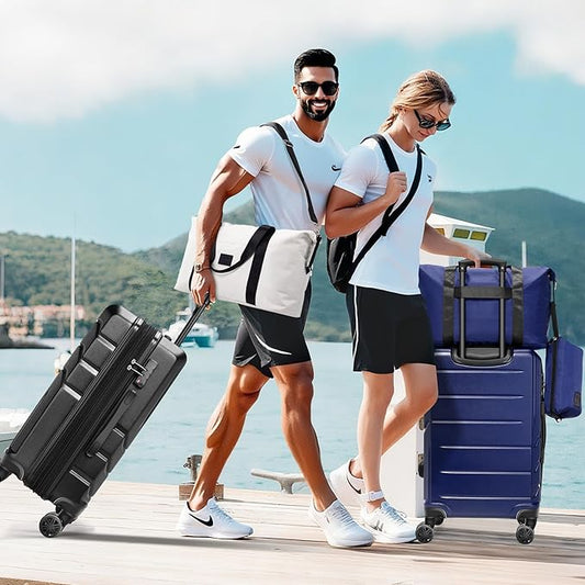 Hoteel Luggage Sets 5 Piece, ABS+PC Hard Shell Expandable Suitcases with Wheels, TSA Aproved Lock and Carry on Bags, Travel Suit Case Set for Men and Women, (5-Piece, Black)