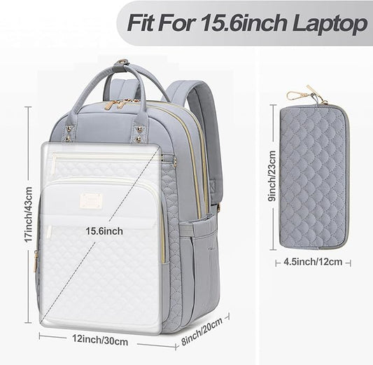 Laptop Backpack for Women,15.6 Inch Laptop Backpack for Work,Water Resistant Travel Backpack,College Bookbag with Wallet