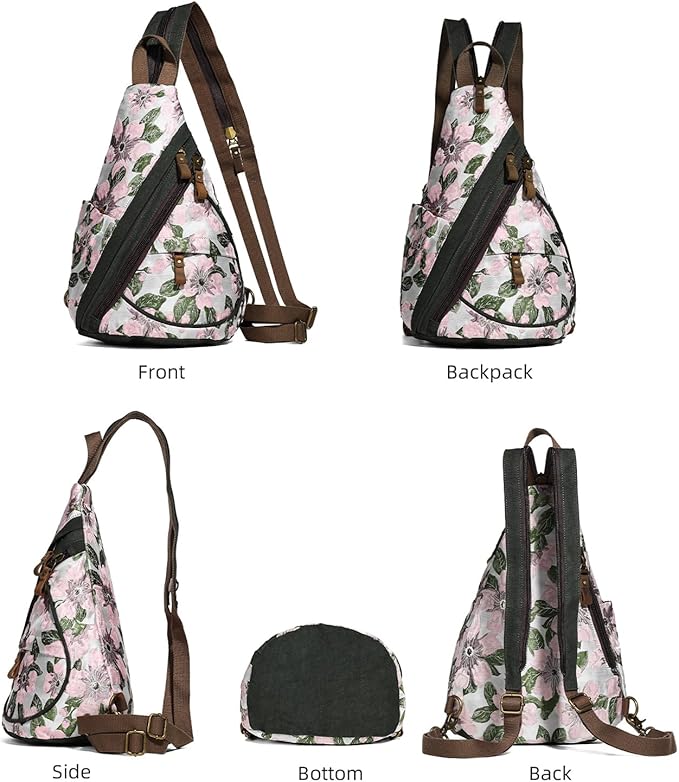 KL928 Canvas Sling Bag - Small Crossbody Backpack Shoulder Casual Daypack Rucksack for Men Women