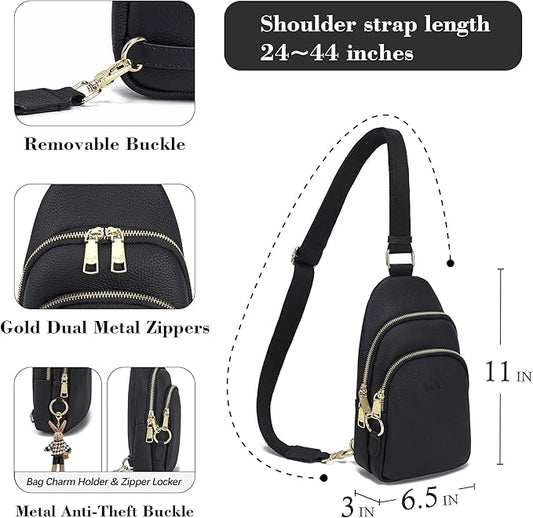 Haytijoe Crossbody Bags for Women Leather Sling Bag Anti-theft Cross Body Bag Travel Sling Purse Chest Bags Fanny Packs