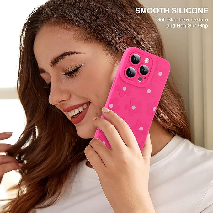 ZIYE for iPhone 13 Pro Case Hot Pink Grids Plaid Checkerboard Pattern Phone Case with Camera Protection,Soft TPU Silicone Rubber Protective Cover Grid Checkered Chess Design Cases