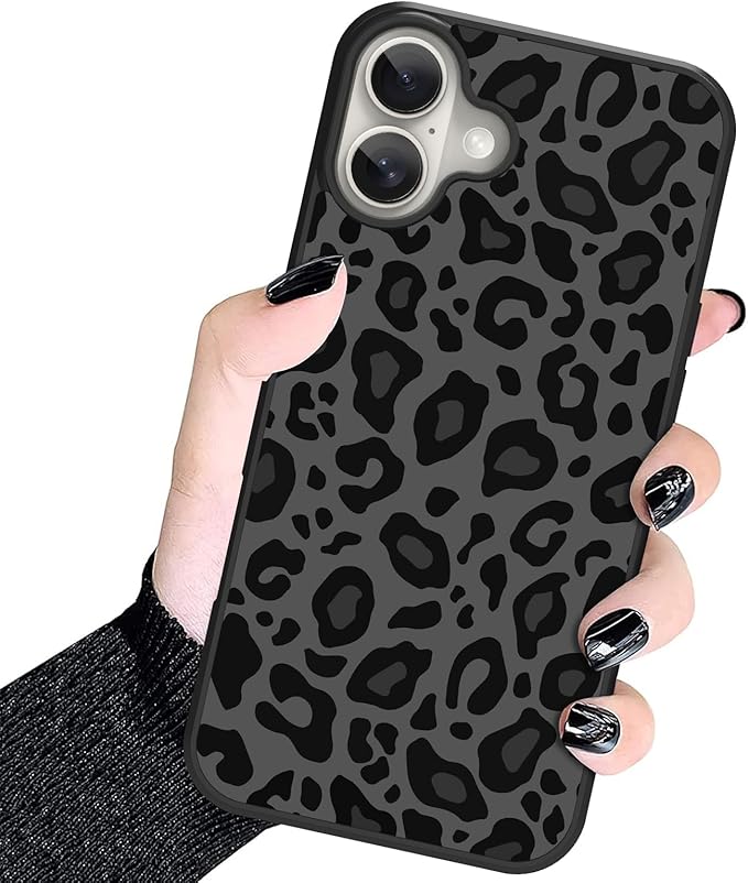 KANGHAR Case Compatible with iPhone 16 Pro,Black Leopard Design,Tire Texture Non-Slip +Shockproof Rugged TPU Protective Case for iPhone 16 Pro 6.3 Inch