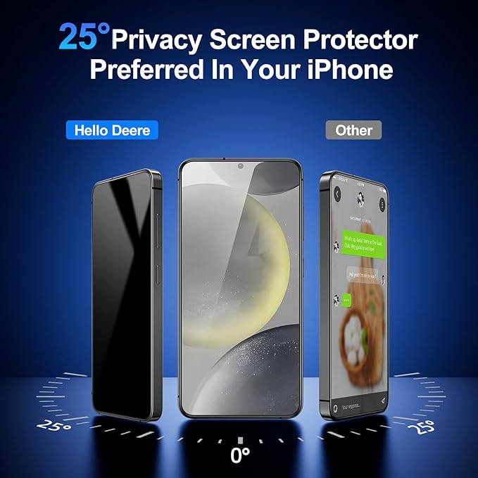 2 Pack for Galaxy S24 Plus Privacy Screen Protector,100% Fingerprint Unlock,Anti Spy HD Tempered Glass,9H+ Military Shatterproof Screen Protector,Easy Installation,Case Friendly