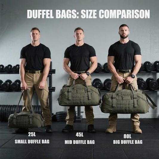 Travel Duffle Bag Backpack for Men - Large Tactical Bags Weekender Gym Bag for Overnight Traveling Military Workout Deployment Sports (Green, 45L)