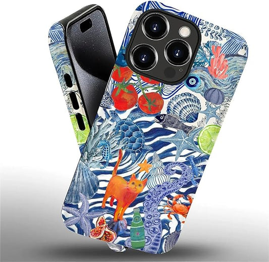 Case for iPhone 16 Pro,Leopard Cherry Shell Aesthetics for Woman Men Full Body Protective Cover Shockproof 2 in 1 Silicone + Hard PC Case for iPhone 16 Pro