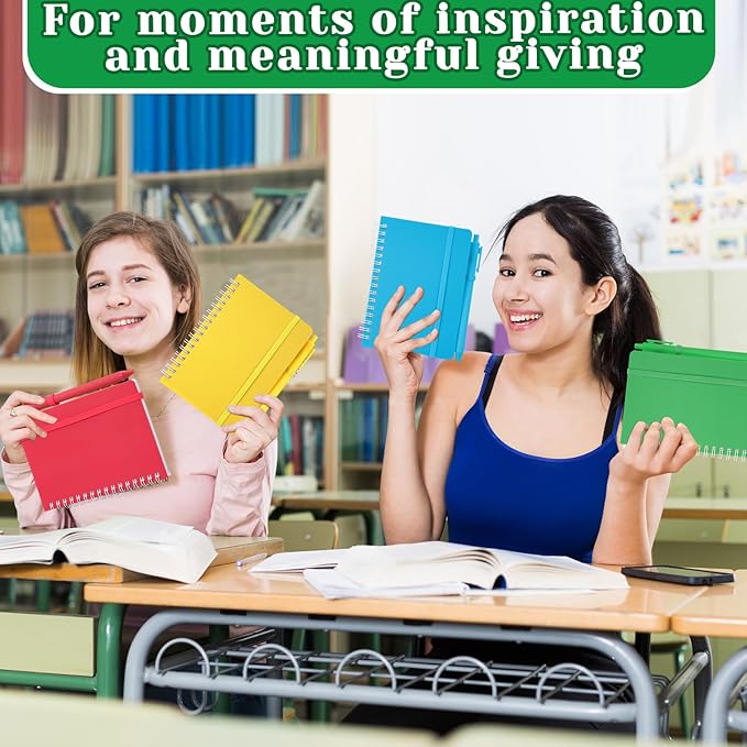 Fulmoon 100 Set A6 Spiral Notebook with Ballpoint Pen in 10 Colors 50 Sheets, 4" x 6" Bulk Ruled Small Notebooks Journals for Back to School Supplies Students Gifts Office Coworkers (Candy Brights)