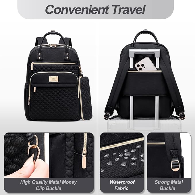 Laptop Backpack for Women,15.6 Inch Laptop Backpack for Work,Water Resistant Travel Backpack,College Bookbag with Wallet