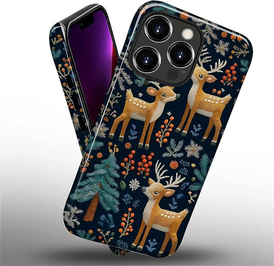 Case for iPhone 13 Pro Max Case,Cute Christmas Reindeer Design - Hybrid Dual Protection Silicone + Hard PC Shockproof Full Body Cover Slim Anti-Scratch Protective Case for Men Women
