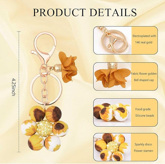 BAOSIWA Cute Keychains for Women Girls, Silicone Flower Purse Bag Charms for Handbag Backpack Car Key Chain Accessories Gifts