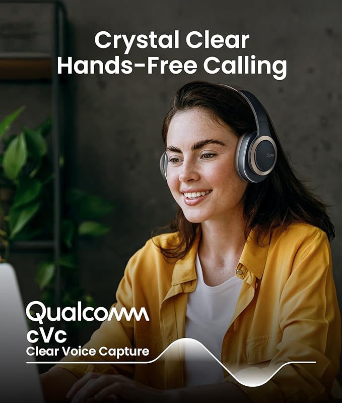 Cleer Enduro ANC Noise Cancelling Over the Ear Bluetooth Headphones with Mic, 60 Hrs Playtime, Noise Canceling, Ambient EQ Modes, Hi-Res Audio, Deep Bass, Multi-Point Connect, Bluetooth 5.0, Dark Navy