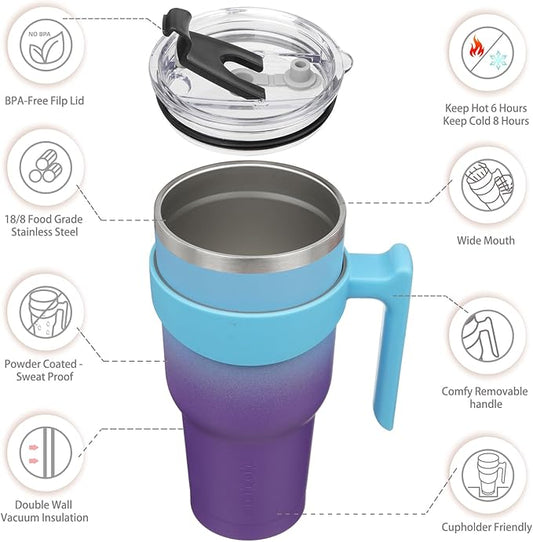BJPKPK 40oz Tumbler With Handle Stainless Steel Insulated Tumbler Cups With Lid And Straw,Ocean Dream