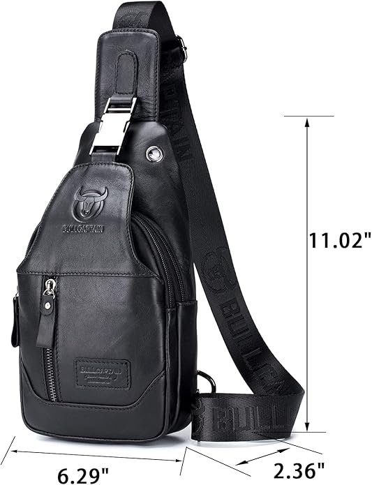 LUKZIJAES Genuine Leather Sling Bag for Men