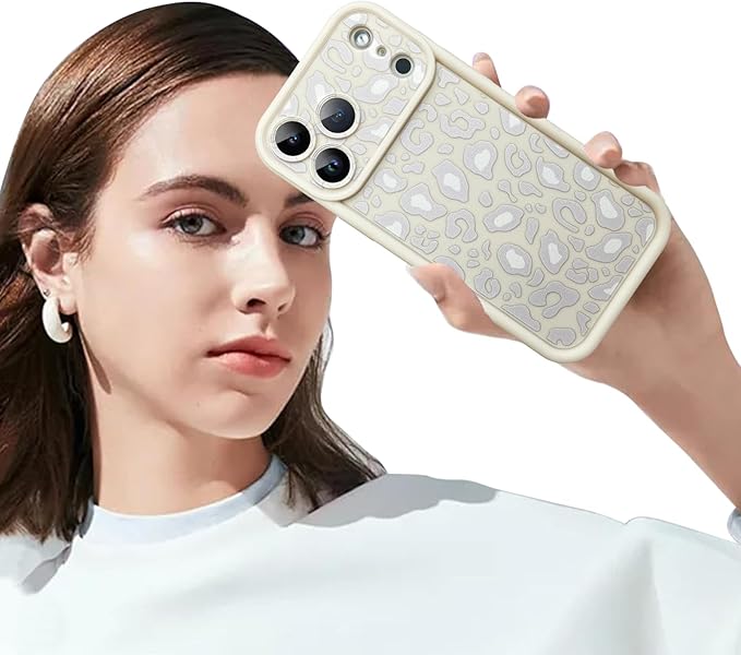 KANGHAR Case Compatible with iPhone 17 Pro Leopard Printed Pattern Cute Cheetah Phone Case Soft TPU Shockproof Protective Cover Designed for iPhone 17 Pro 6.3 Inch Beige with Gray Prints