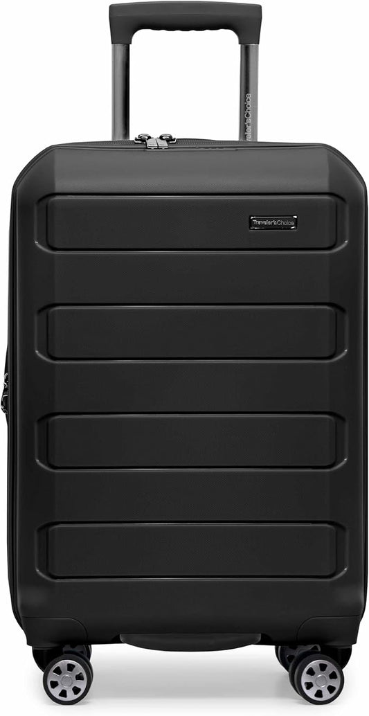 Traveler's Choice Pagosa Indestructible Hardshell Expandable Spinner Luggage, Black, 2-Piece Set (22/26)