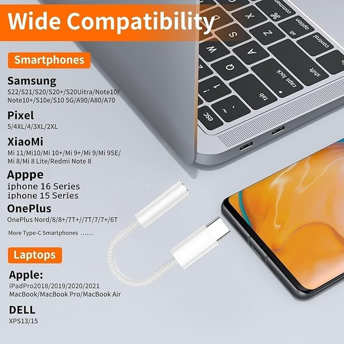 10Pack USB C to Headphone Jack Adapter,USB c to 1/8 inch Audio Adapter Compatible with iPhone 16 15 Samsung Galaxy S25,S24,S23 Ultra, Note 20, iPad Pro, MacBook, Pixel XL and More
