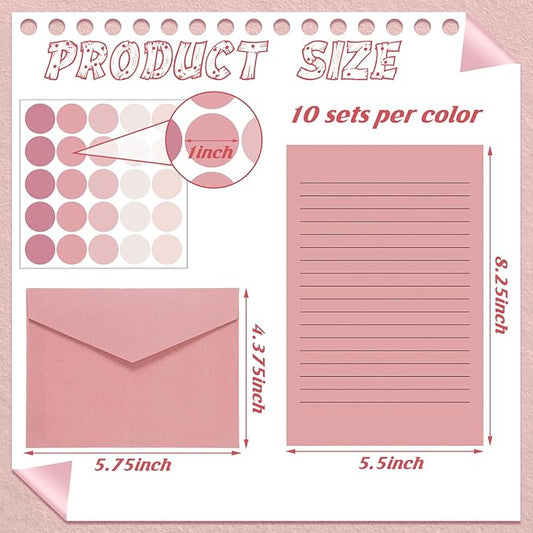 100 Pcs Stationery Lined Stationery Paper and Envelopes Set Includes 50 Letter Writing Paper and 50 Envelope for Office, 5.5 x 8.25 Inch(Dusty Rose)