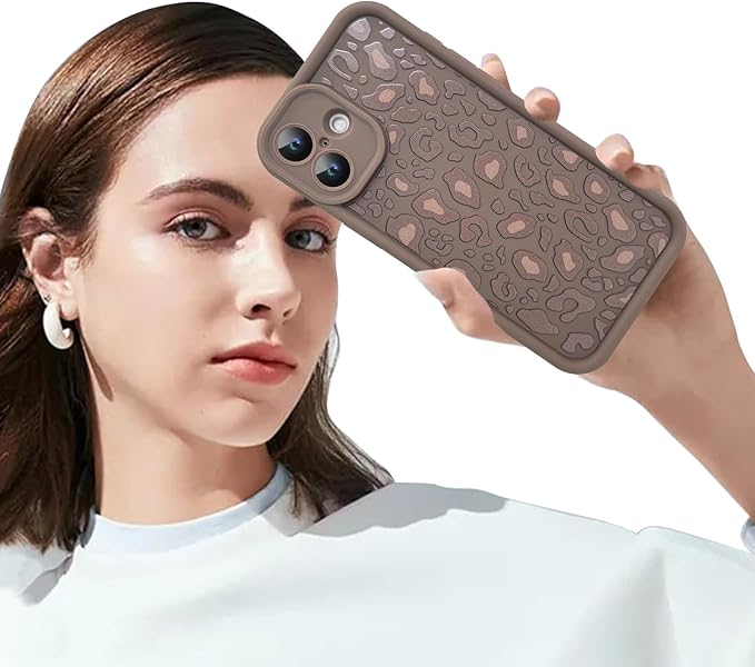 KANGHAR Case for iPhone 16 Leopard Printed Pattern Cute Cheetah Phone Case Soft TPU Shockproof Protective Cover for iPhone 16 6.1 Inch Brown