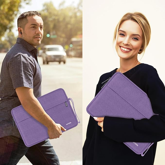 Laptop Sleeve 14 Inch, Water Resistant Traveling Computer Cover with Handle, Shockproof Protective Carrying Laptop Bag Compatible for 14 Inch MacBook Air/Pro, HP, Dell, Lenovo, Purple