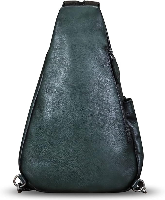 Genuine Leather Sling Bag for Men and Women Leather Sling Backpack Purses Chest Bag Crossbody Shoulder Fanny Bag