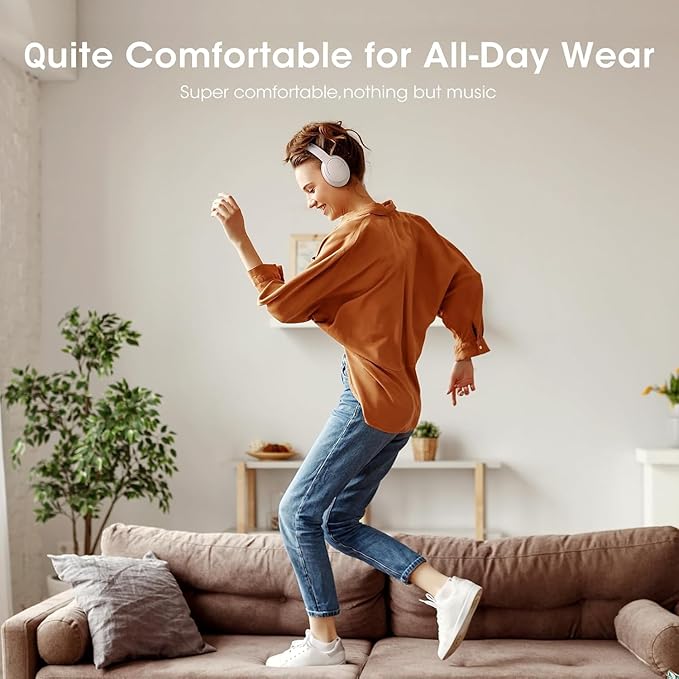 DOQAUS Upgrade Bluetooth Headphones Over Ear, 90H Playtime BT 5.3 Wireless Headphone EQ Modes, Built-in HD Mic, HiFi Stereo Sound, Deep Bass, Memory Foam Cups for Phone/PC&Travel/Gym/Workout