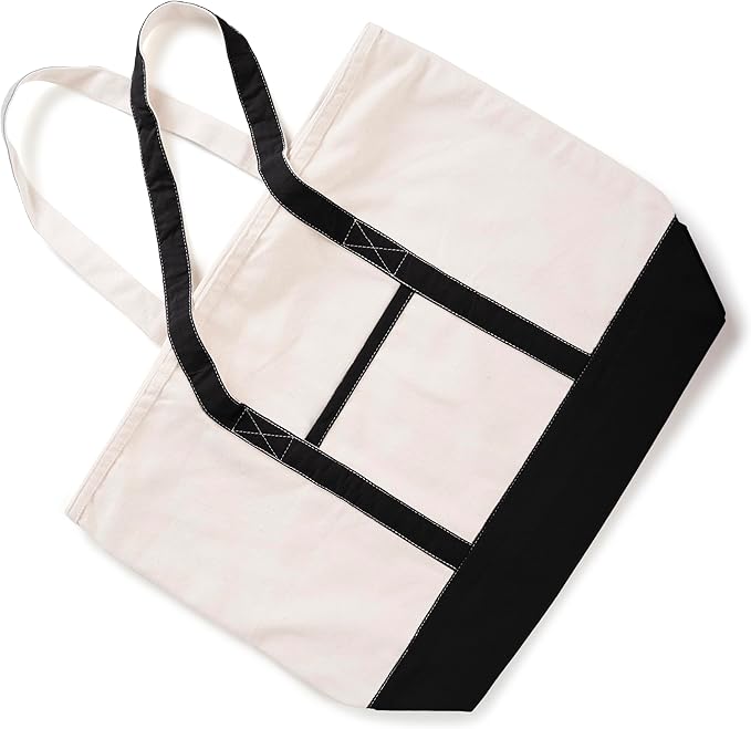 Cotton Canvas Tote Bag with an External Pocket & Top-Zipper Closure For - Gym, Beach, DIY, Work, Travel, Shopping