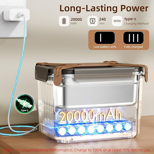 Cordless Electric Lunch Box for Adults, Heated Lunch Box 20000 mAh Battery Powered with Automatic Heating, 1.2L Portable Food Warmer, BPA Free