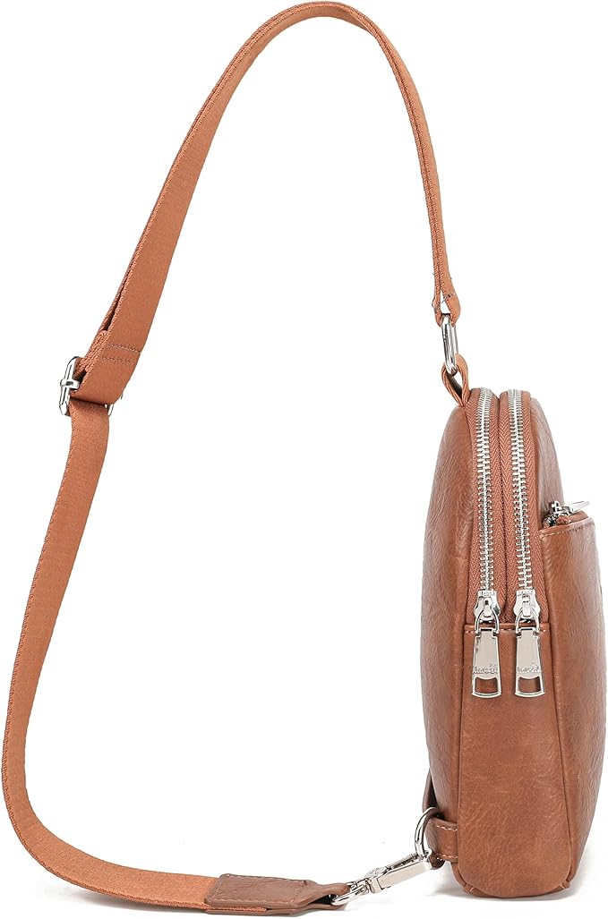 INICAT RFID Blocking Sling Bag Leather Crossbody Bags for Women Fanny Pack Cross Body for Woman Chest Bag for Travel 1.9L