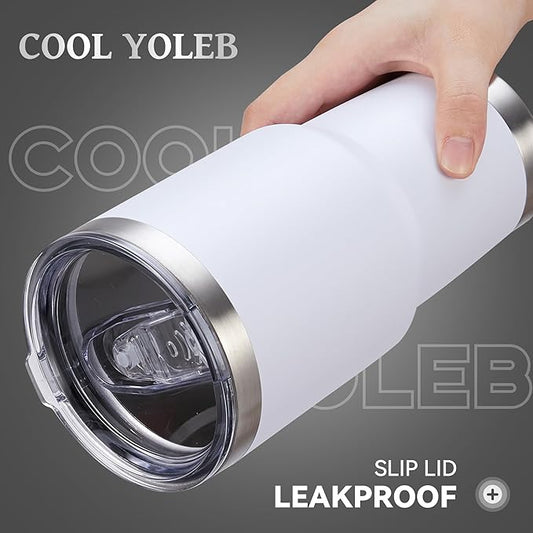 30 oz Tumbler with Lid Stainless Steel Tumblers Bulk Vacuum Insulated Cup Reusable Powder Coated Travel Mug Double Wall Leak Proof Cups Keep Cold Drinks for 12 Hours White, Set of 12