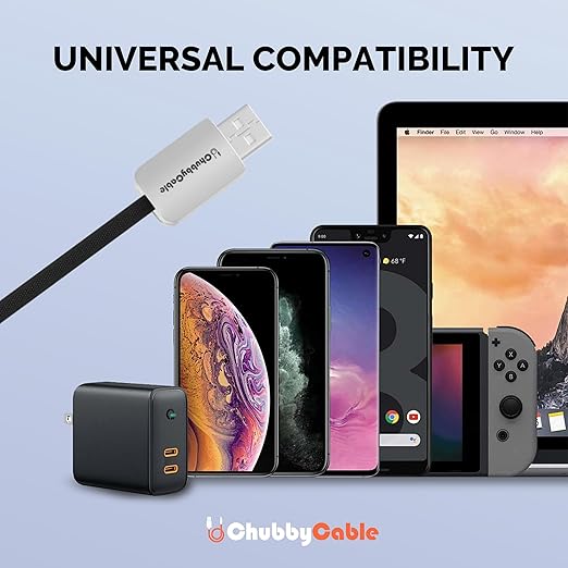 chubbycable Curly Chubby Retractable Fast Charging Cable 120W Coiled Charger Cord for Car Durable USB C Cable Compatible with iPhone 16/15 Series, Purple+Purple, USB-A to Type-C, 1.3FT-2.3FT