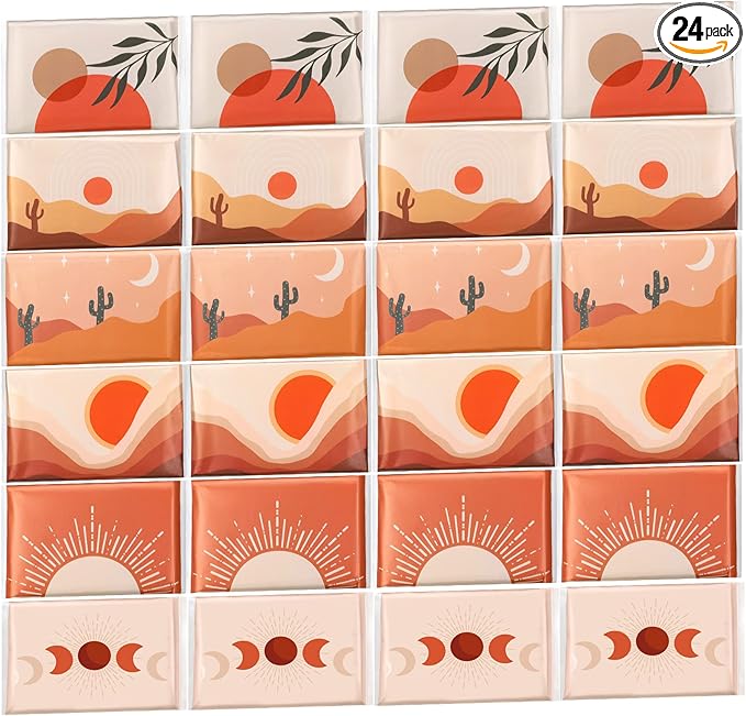24 Packs Travel Size Tissue Pocket Slim Pack Facial 3 Ply Wallet Size Pocket Tissues for Travel Wedding Party Favors, 6 Styles(Sun Scene)