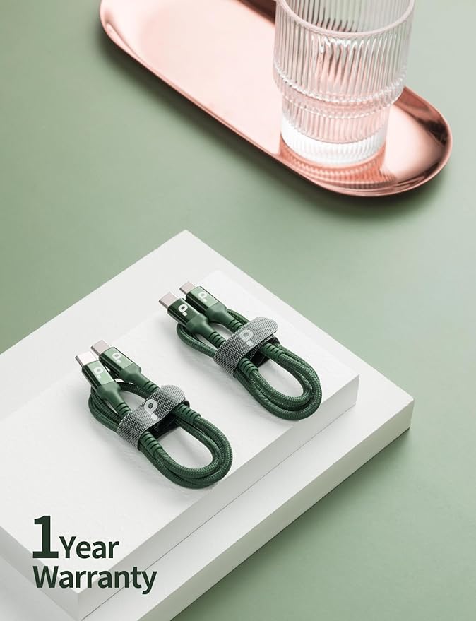 USB C Cable Fast Charging 10FT, 2Pack USBC to USBC Cable, iPhone 16 15 Charger Long Type C Nylon Braided USB-C Charger Cord for iPhone 17/16/15/Pro Max/Plus/Samsung Galaxy S23/LG/Switch-Green