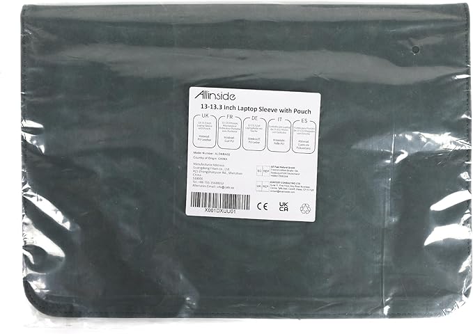 Allinside 13 Inch Laptop Sleeve Case for MacBook Air 13 2018-2025/MacBook Pro 13 2016-2022/Macbook Pro 14 2021-2024, Waterproof PU Leather Horizontal Envelope Protective Case Cover, Dark Green