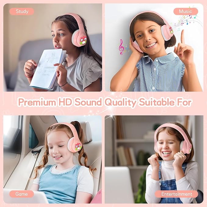 LOBKIN Active Noise Cancelling Headphones for Kids,Kids Headphones ANC Bluetooth 5.4 Wireless with Mic 50H Playtime Safe Volume Limited Foldable for Boy Girl Travel/School/iPad(Without LED Light)