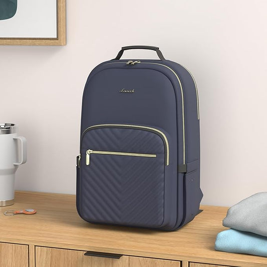 LOVEVOOK Laptop Backpack for Women 15.6 inch,Cute Womens Travel Backpack Purse,Professional Laptop Computer Bag,Waterproof Work Business College Teacher Bags Carry on Backpack with USB Port,Navy Blue
